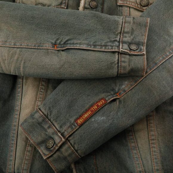 7 for all Mankind Sherpa Lined Denim Womens Jacket VINTAGE, Large - Picture 7 of 14